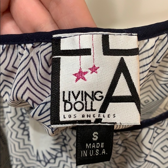 Navy Blue/ White small top boho hippy - Picture 2 of 5